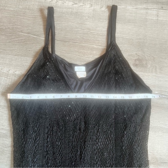 Vintage Black crochet evening dress with black bugle beads
V-neck thin straps - Picture 8 of 14